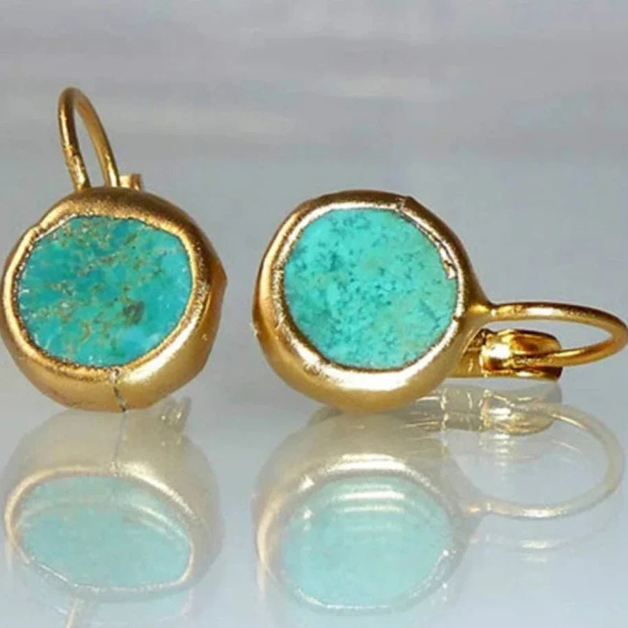 Carolina - Pendientes Vintage de Turquesa en Oro