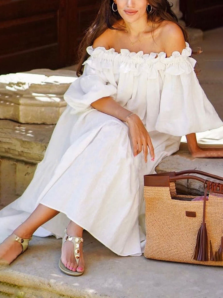 Rocío - Elegante vestido midi sin hombros