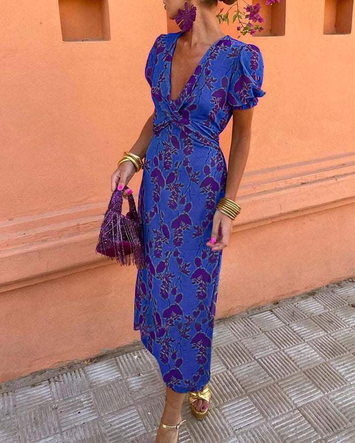 Ubelia - Impresionante vestido midi con escote en V