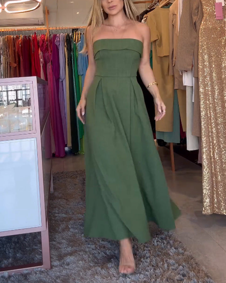 Yvette - Elegante vestido midi sin tirantes