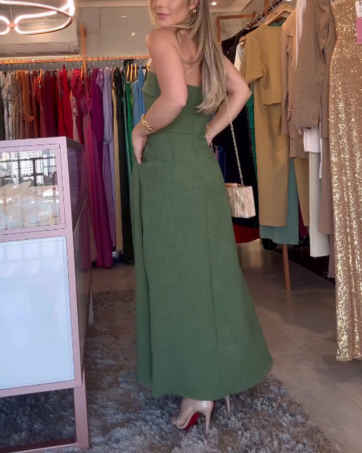 Yvette - Elegante vestido midi sin tirantes