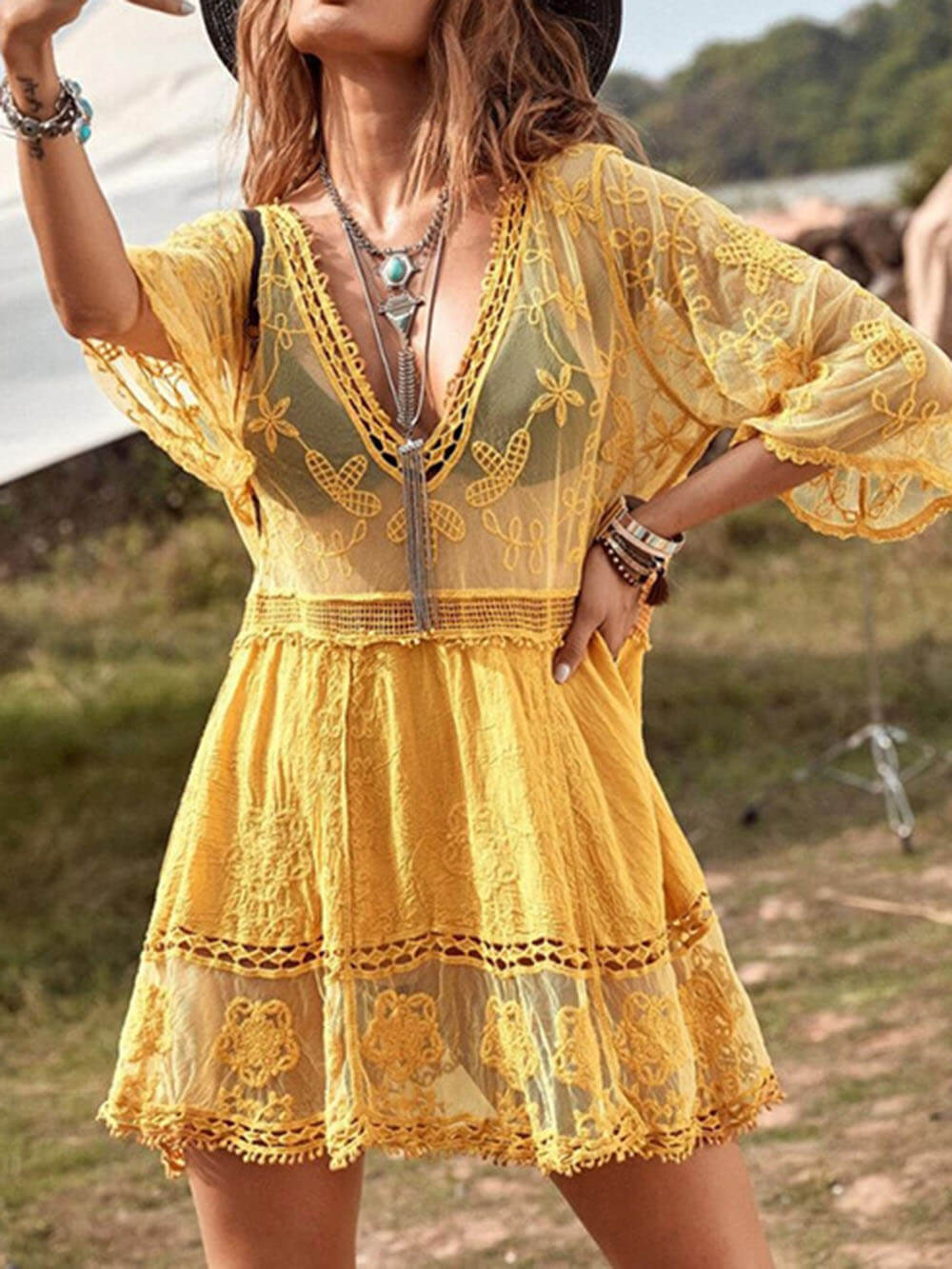 Valentina - Vestido Mini Suelto con Escote en V