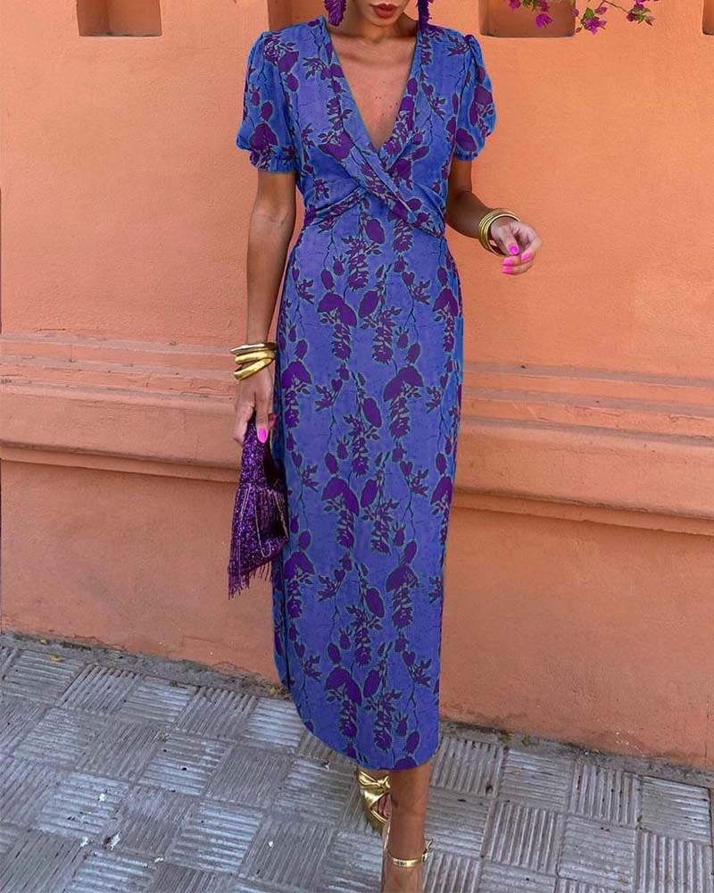 Ubelia - Impresionante vestido midi con escote en V
