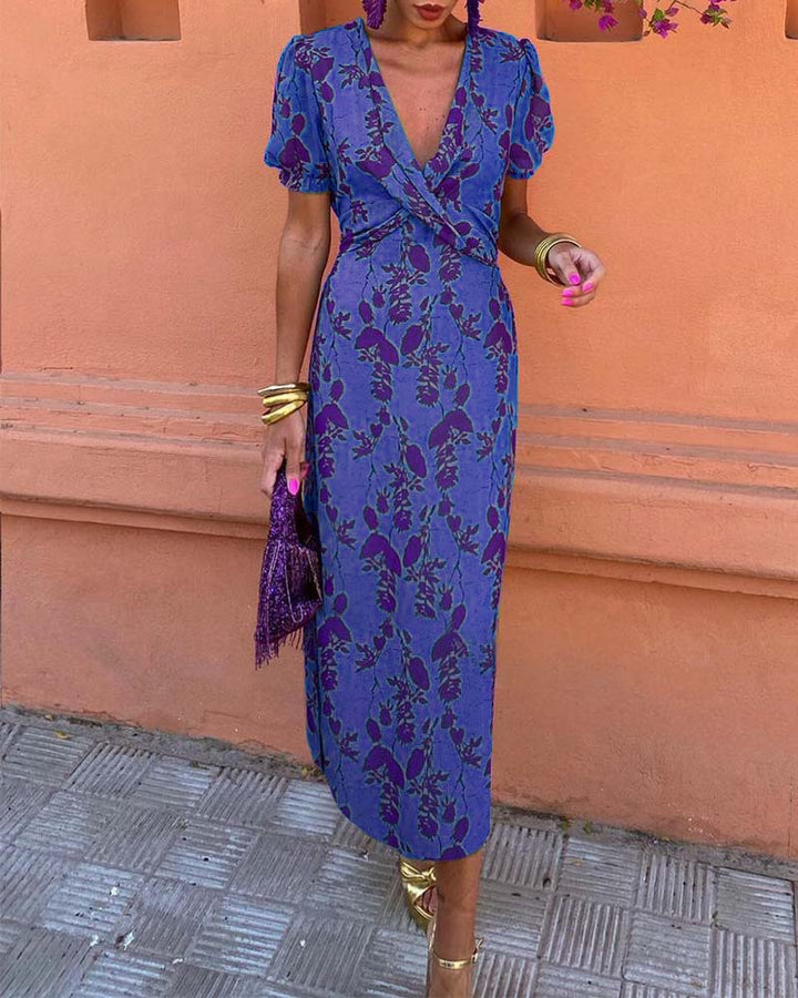 Ubelia - Impresionante vestido midi con escote en V