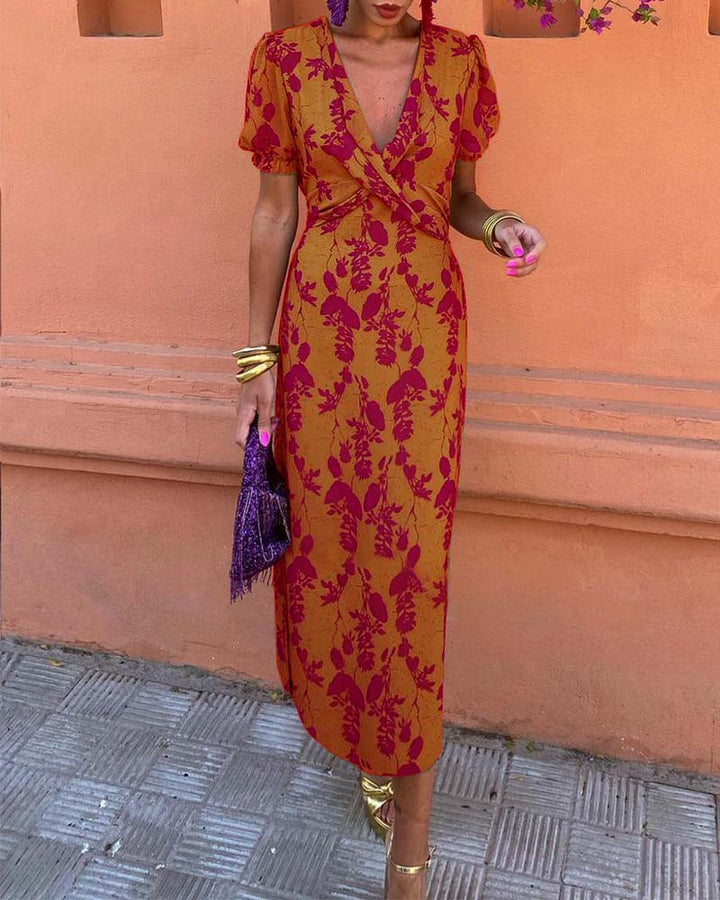 Ubelia - Impresionante vestido midi con escote en V