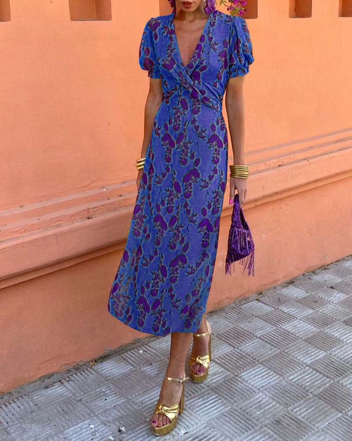 Ubelia - Impresionante vestido midi con escote en V
