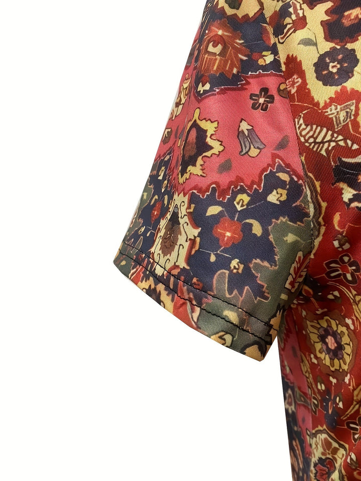 Verónica | Vestido de Cuello en V con Estampado Floral Étnico