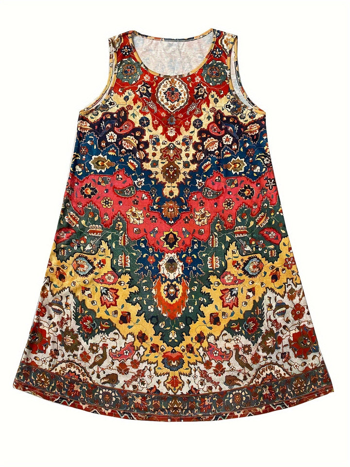 Adela - Vestido mini de punto sin mangas estilo boho-chic
