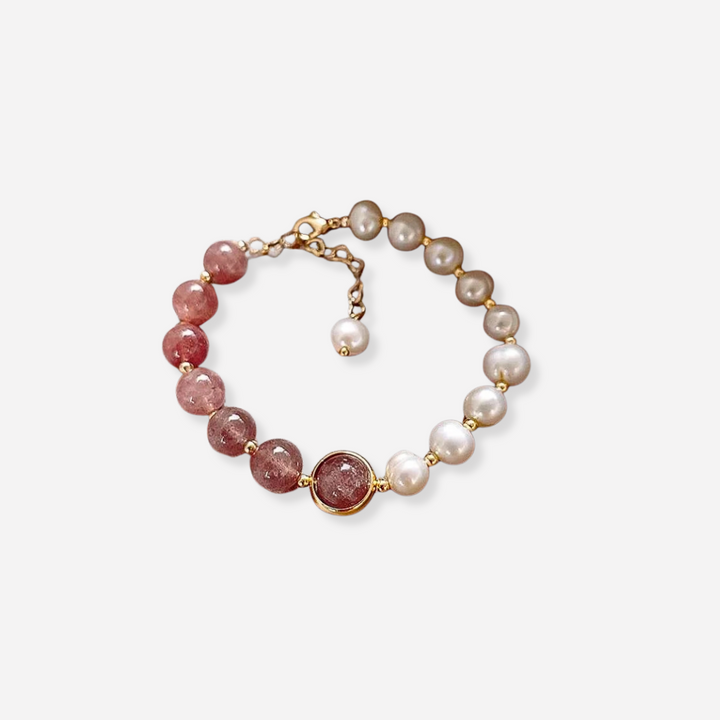 Paula - Pulsera de perlas rosas lujosa