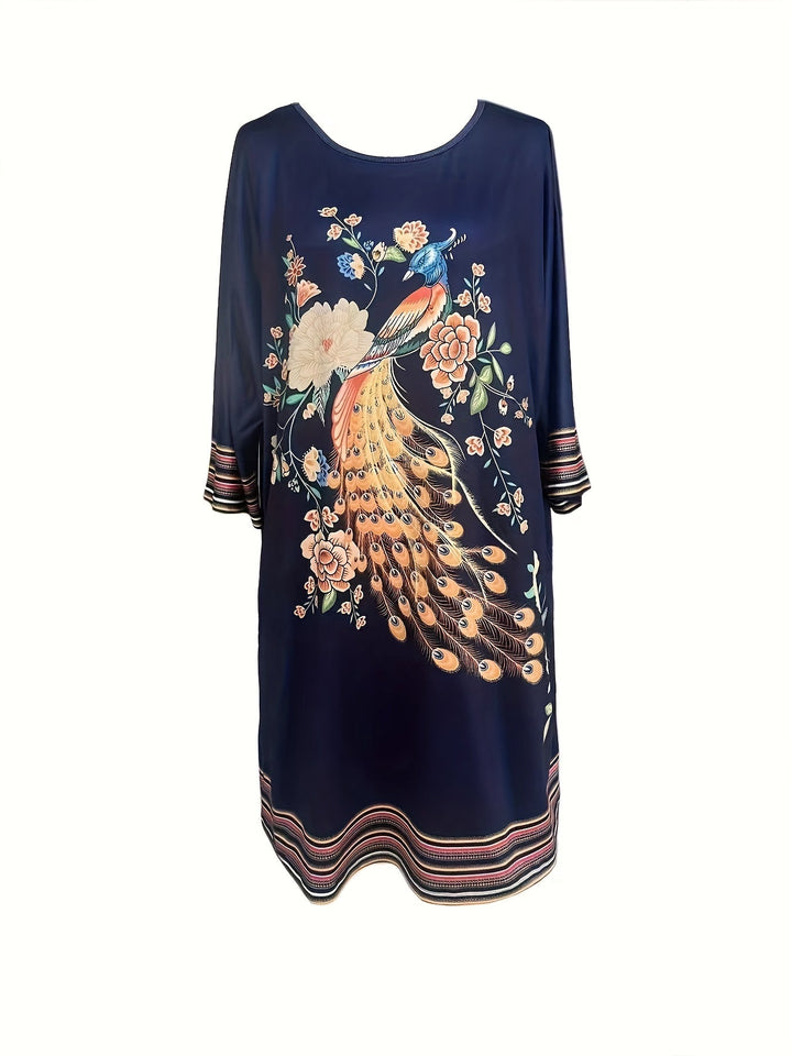 Aitana  - Vestido de estampado floral pavo real