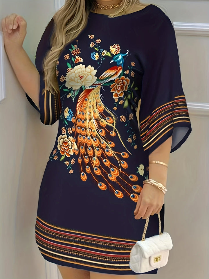 Aitana  - Vestido de estampado floral pavo real