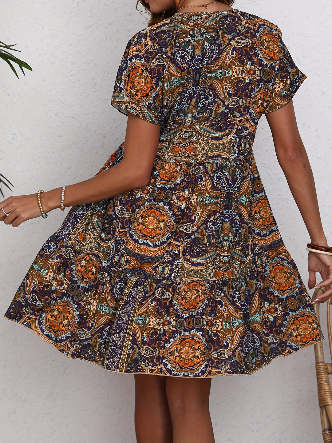 Valentina | Vestido de V Cuello con Estampado Paisley