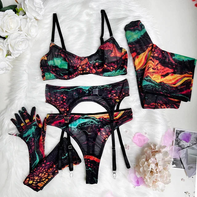 Macarena | Conjunto de Lencería Tie Dye de 5 Piezas