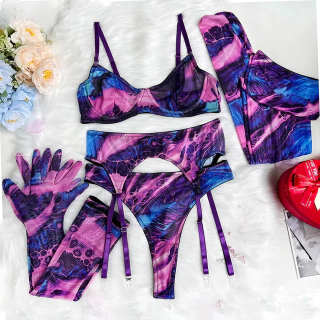 Macarena | Conjunto de Lencería Tie Dye de 5 Piezas