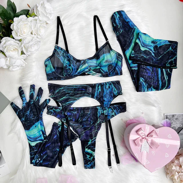 Macarena | Conjunto de Lencería Tie Dye de 5 Piezas