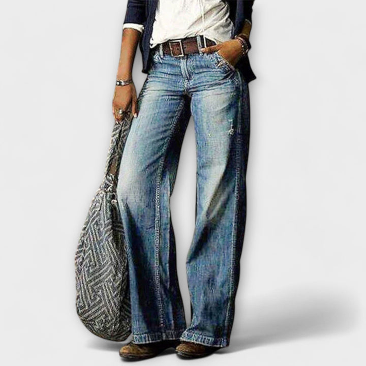 Leticia - Pantalones de mezclilla con pierna ancha
