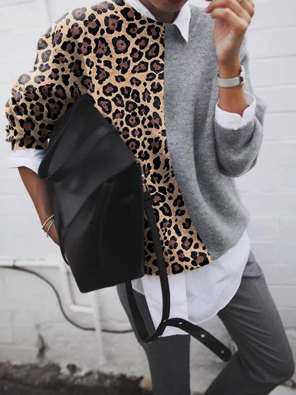 Mireia - Suéter casual con diseño de leopardo