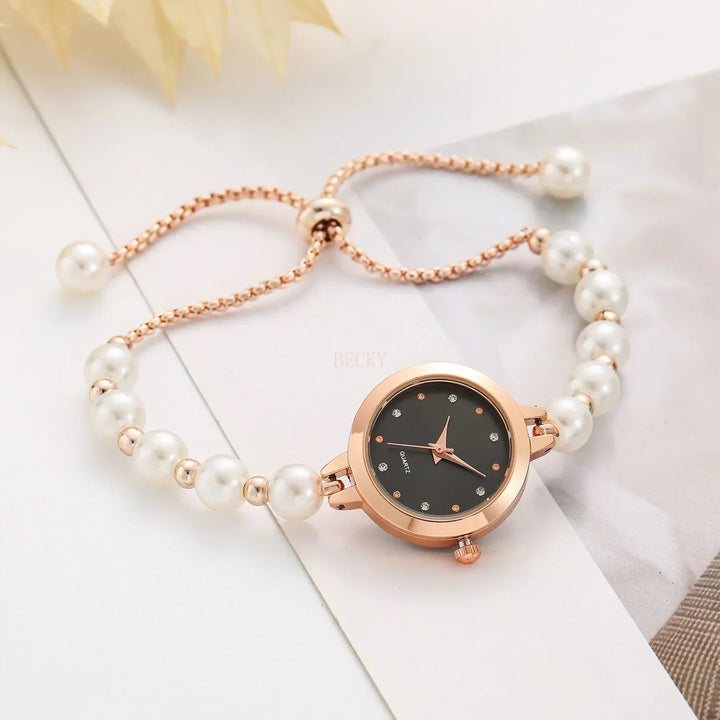 Jasmina - Reloj de dama elegante con pulsera de perlas