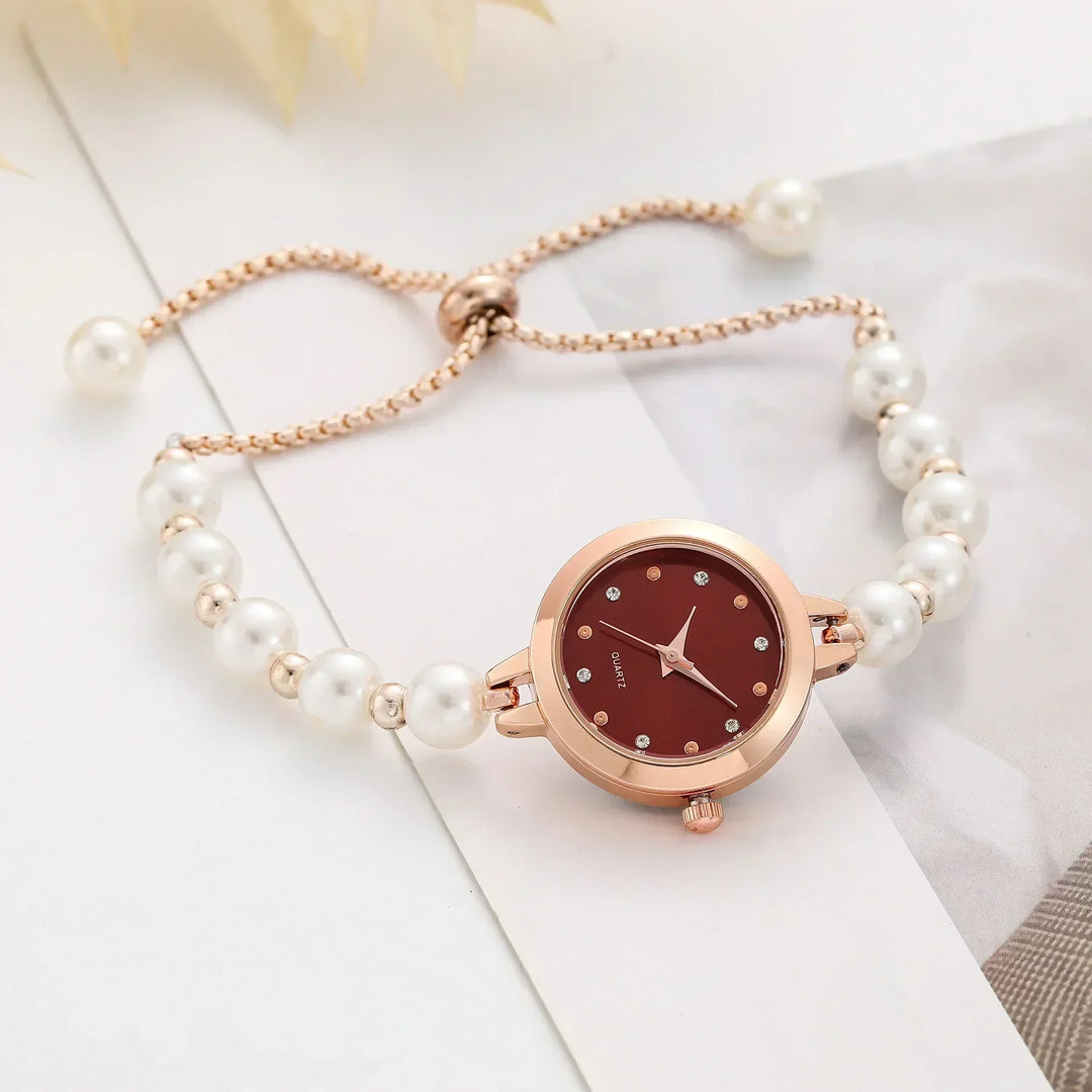 Jasmina - Reloj de dama elegante con pulsera de perlas
