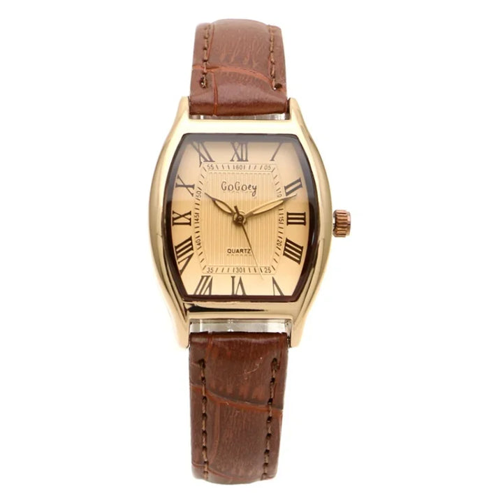 Mirella - Reloj de dama retro con correa de cuero marrón