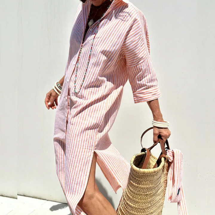 Rosa - Vestido Camisero Rayado