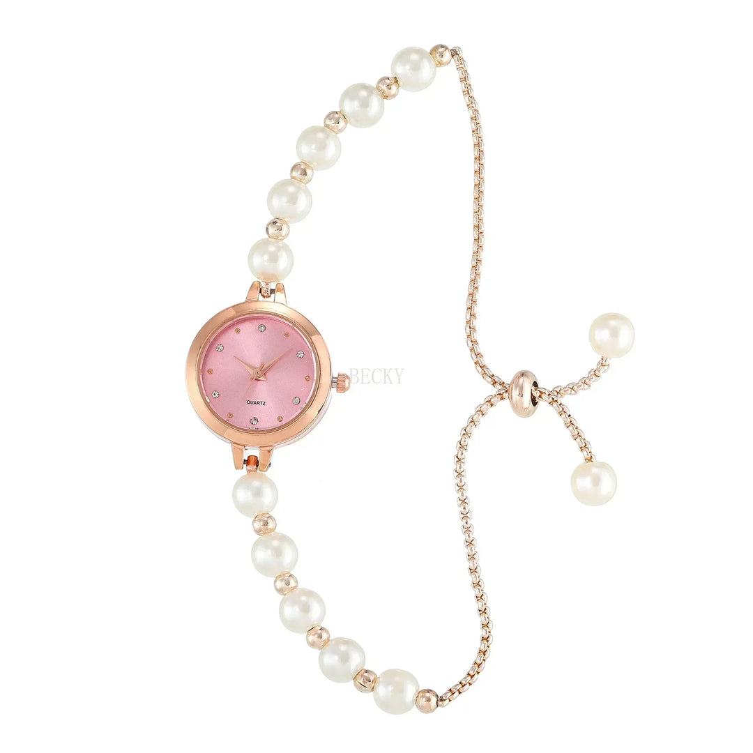 Jasmina - Reloj de dama elegante con pulsera de perlas