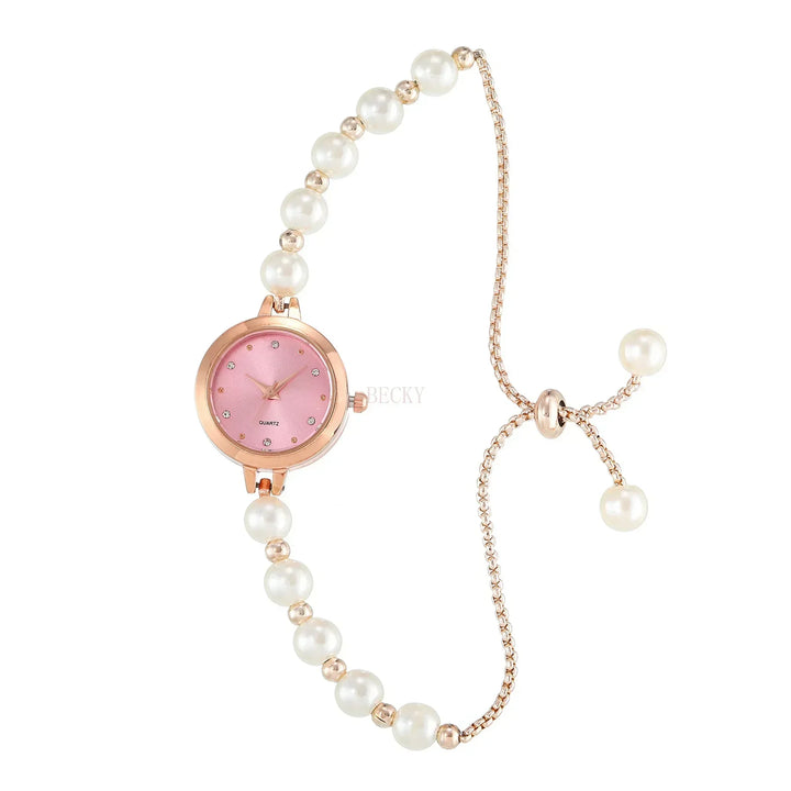 Jasmina - Reloj de dama elegante con pulsera de perlas