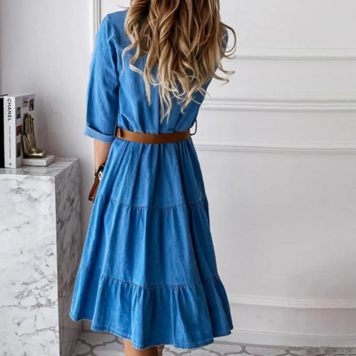Noelia - Elegante Vestido Camisa de Mezclilla