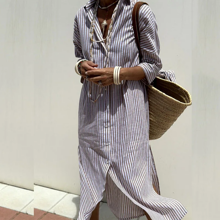 Rosa - Vestido Camisero Rayado