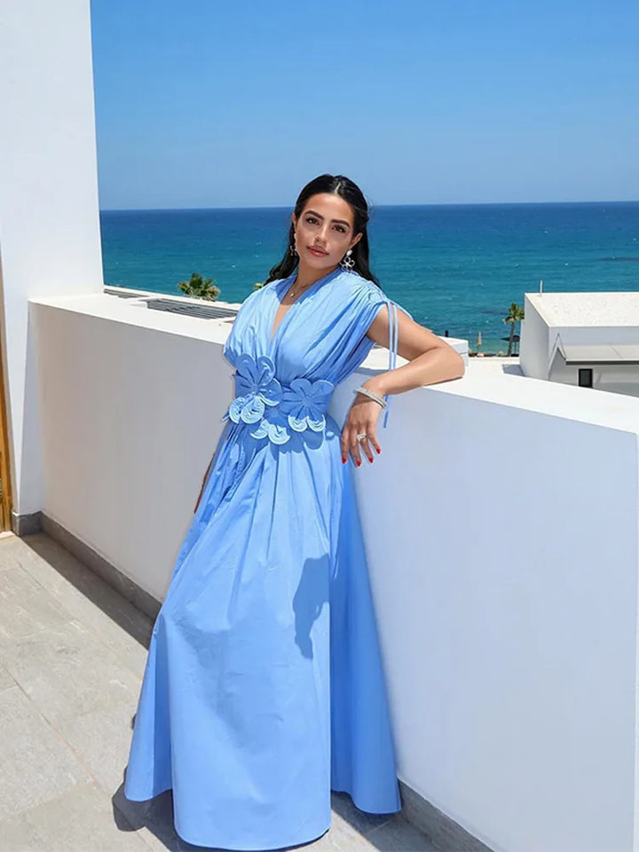Caridad - Vestido Maxi Floral Chic con Escote en V