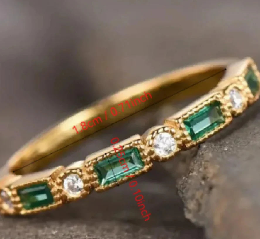Ashlyn - Anillo de oro con zirconia inlay verde vintage